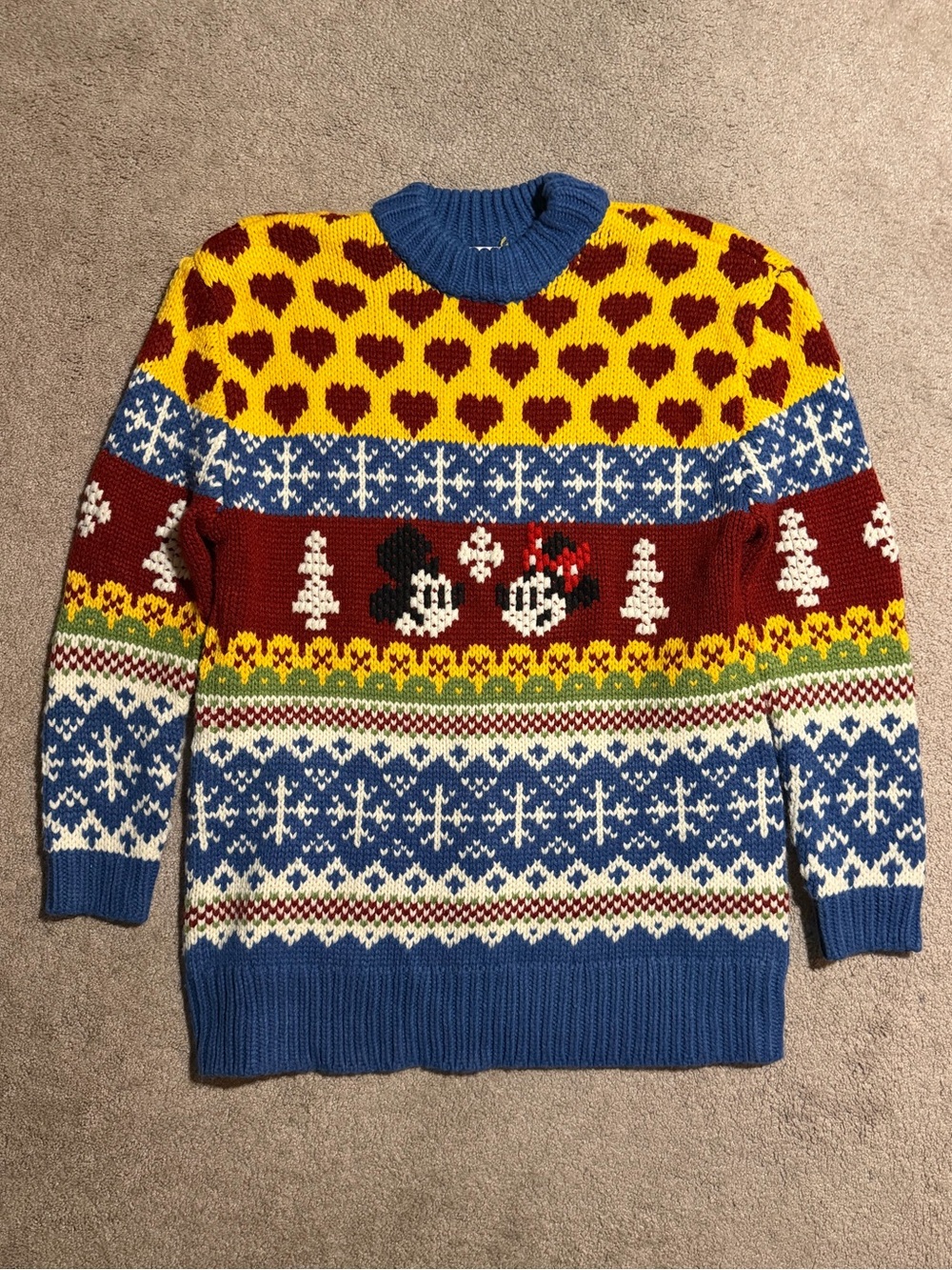 Zara Mickey and Minnie Mouse Holiday Knit Sweater Size Small